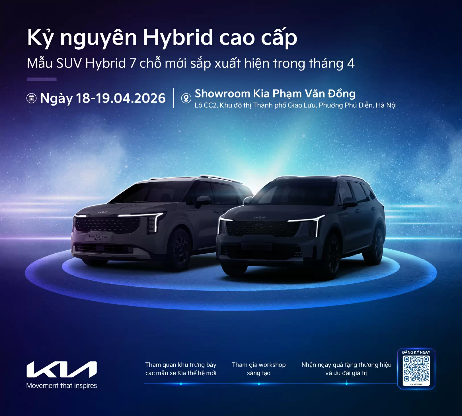 Kỷ nguyên Hybrid cao cấp – Chờ đón mẫu SUV Kia Hybrid 7 chỗ cao cấp tại sự kiện ở Hà Nội trong tháng 4 